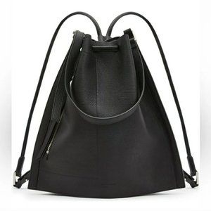 ALLSAINTS Alpha Pebble Leather Convertible Backpack/ Shoulder Bag Purse Black